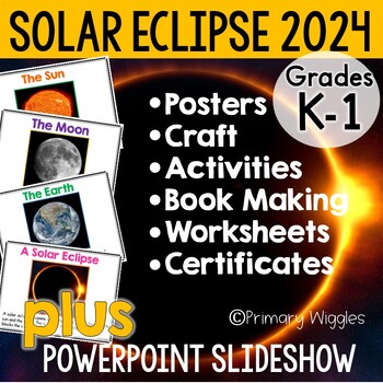 Preview of Solar Eclipse 2024 Kindergarten & 1st Grade Space Unit Sun Earth Moon
