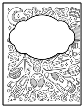 Preview of Space, Universe, Galaxy Binder Cover and Spines, Coloring Pages, Back to School
