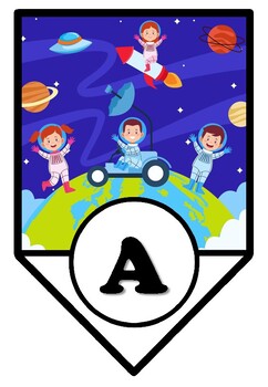 Preview of Space, Universe, Kids, Bulletin Board Pennant Letters, Printable Classroom Décor