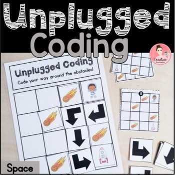 Preview of Space Unplugged Coding Activity for Beginners (English and French)