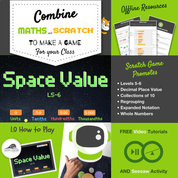 Preview of Online Math Projects | Decimal Place Value Game 5th grade | Scratch 3 Lesson