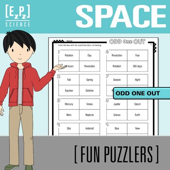 Preview of Space Vocabulary Activity | Odd One Out Science Word Puzzle Challenge