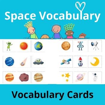 Preview of Space Vocabulary Cards and Worksheets