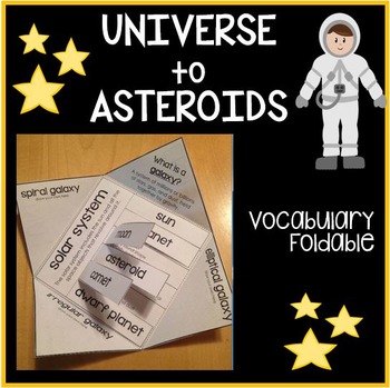 Preview of Space Vocabulary Foldable Activity, Universe to Asteroids Project