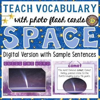 Preview of Solar System and Outer Space Digital Photo Flash Cards with Sample Sentences
