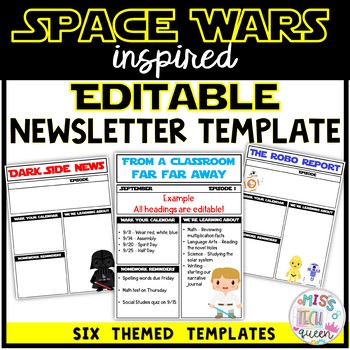 Preview of May 4 Newsletter Template Space May the Fourth Editable Project Parent Student