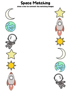 Space Week Cutting Worksheet and Matching Worksheet by Georgina Dingle