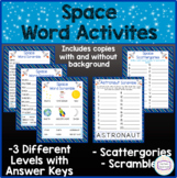 Space Word Activities - Word Scrambles & Scattergories
