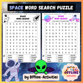 Space Word Search Puzzle , Worksheet Activity By Offline-activities