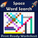 Space - Word Search - Worksheet, Activity, Puzzle, Printab