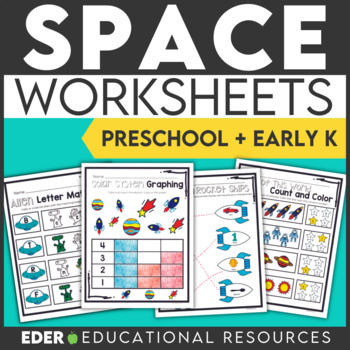 Preview of Space Worksheets for Preschool | Space Preschool Worksheets Pre-K Kindergarten