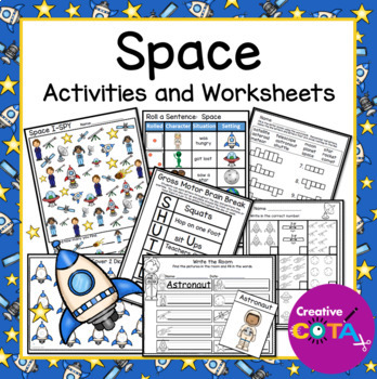 Preview of Occupational Therapy Space Literacy Math & Writing Worksheets & Activities