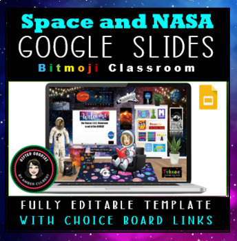 Preview of Space and NASA Google Slides Virtual Bitmoji Classroom Choice Board Menu