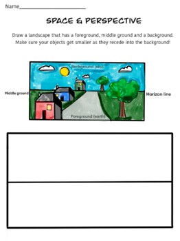 Space and Perspective Drawing Worksheet Foreground Background by Art with  Ms B