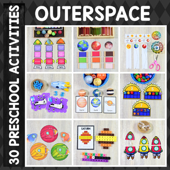 Preview of Space and Solar System Preschool Math and Literacy Centers