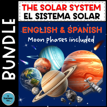 Preview of Space and The Solar System in English and Spanish Planets Moon´s phases pictures