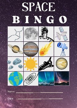 Preview of Space bingo game Editable | A visit to planetarium