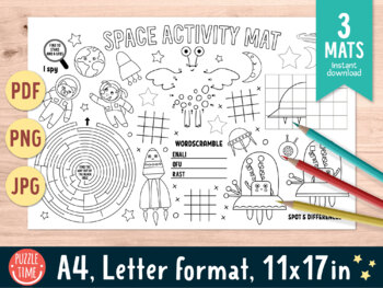 Preview of Space coloring activity mats for kids