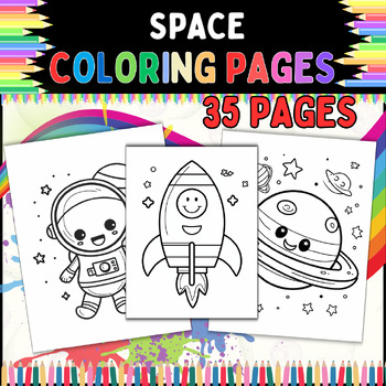 Preview of Space coloring pages: 35 Space Coloring Pages for Classroom Use & Homeschooling!