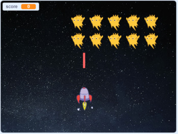 Preview of Space invaders using Scratch 3.0