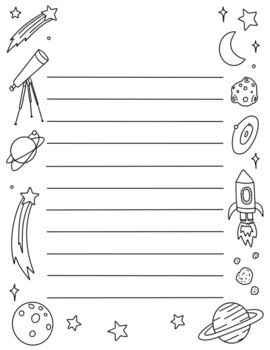 Preview of Space theme lined paper, writing paper, essay paper, outer space, science themed