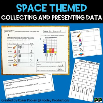 Preview of Space themed Collecting and Presenting Data Grades 1-3 No Prep
