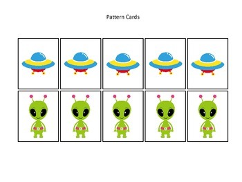 Preview of Space themed Pattern Cards #2 preschool printable activity.  Daycare curriculum.