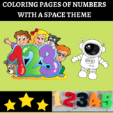 Space themed number coloring pages