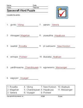 Spacecraft Word Search and Word Puzzle Worksheet Packet by Lesson Machine