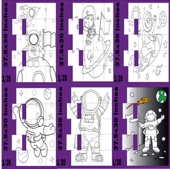 Preview of Spaceman,astronaut,craft,Coloring, Collaborative Poster Activities Board,bundle