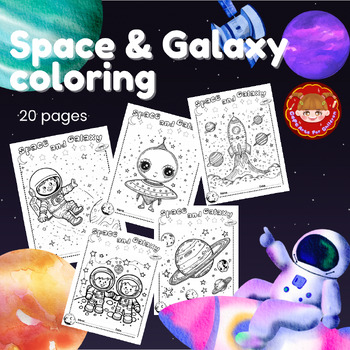 Preview of Spaces Coloring Page {Solar system & Galaxy coloring worksheet for printable}