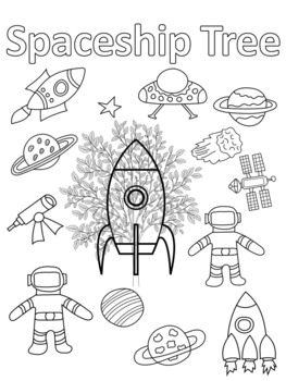 Spaceship Tree Coloring Page by Kristina Daugherty | TPT