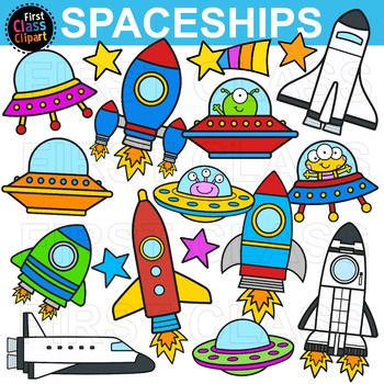 Preview of Spaceships and Aliens Clip Art
