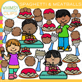 Spaghetti and Meatball Kids Clip Art