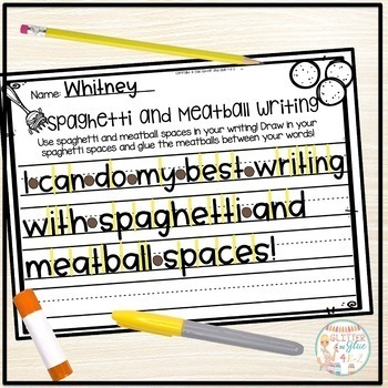 Spaghetti and Meatball Spacing: A Kindergarten Writing Lesson | TpT