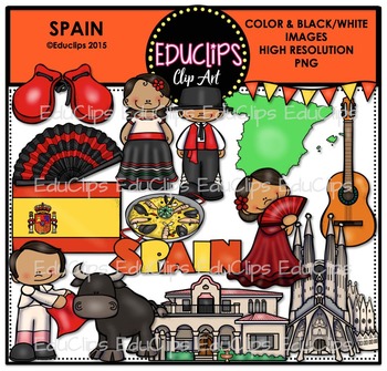 Preview of Spain Clip Art Bundle {Educlips Clipart}