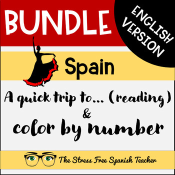 Preview of Spain ENGLISH VERSION Reading AND Color By Number BUNDLE