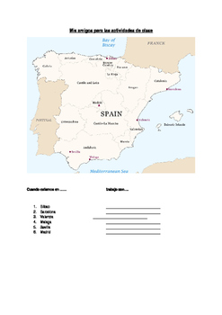 Preview of Spain Random Partner Map for  Class Pairwork