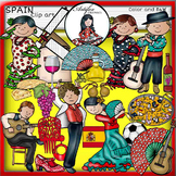 Spain clip art -Color and B&W- 45 items!