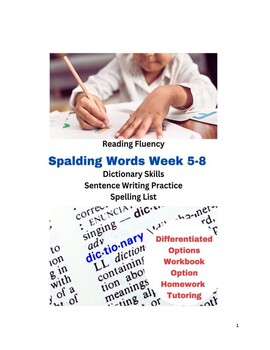 Preview of Spalding Grade 3 ELA Workbook week 5-8 Dictionary Sentence building Vocabulary