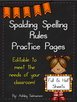 Preview of {Editable} Spalding Spelling Rules Practice Pages