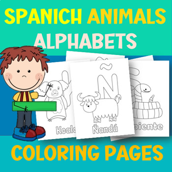 Preview of ABC  Español De Animales (Spanich Animal Alphabet Coloring Pages)  EDITABLE