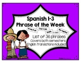 Spanish 1, 2, & 3 Phrase of the Week List (Español 1, 2, y