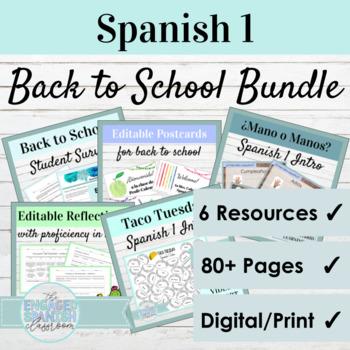 Preview of Spanish 1 Back to School Activity Bundle | Digital and Print Resources