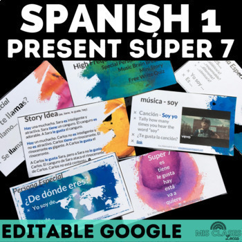Preview of Spanish 1 Back to School Spanish Present Tense Super 7 High Frequency Verbs