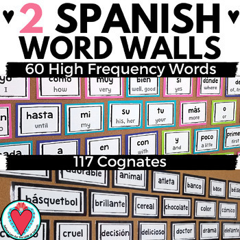 Preview of Spanish 1 Bulletin Board Vocabulary Word Walls Spanish Cognates, High Frequency