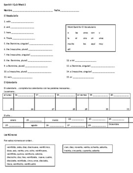 BUNDLE Days of the Week and Months in Spanish Quiz, Digital Calendar &  Labels