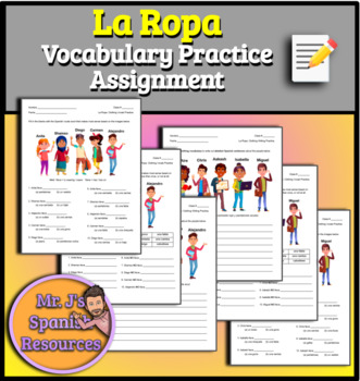 Preview of Spanish 1 Clothing La Ropa Vocab Practice - Differentiated Worksheets
