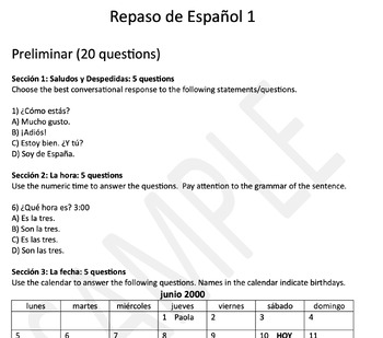 Preview of Spanish 1 Cumulative Multiple Choice Review / Exam Practice-125 Questions Total