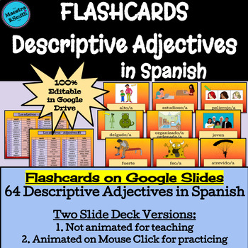 Preview of Spanish 1 Descriptive Adjectives - Flashcards on Google Slides